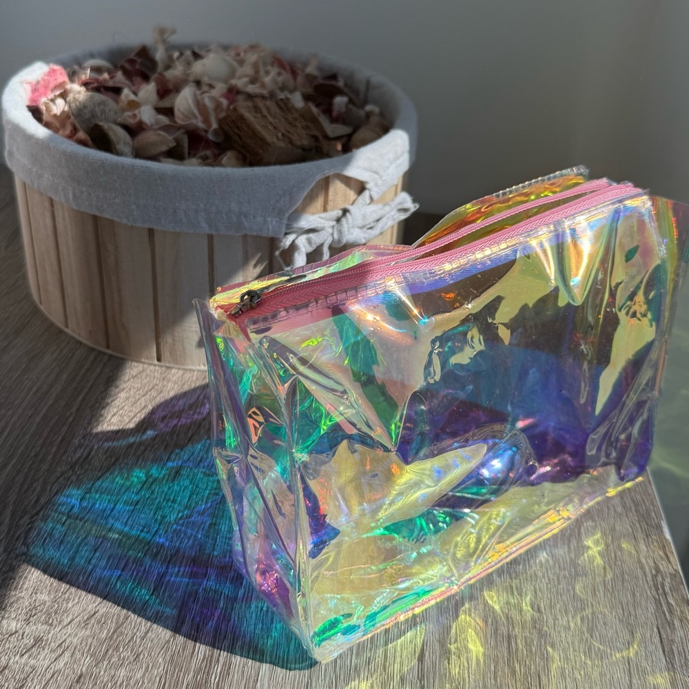 Holographic Iridescent Makeup/ Swimsuit Bag